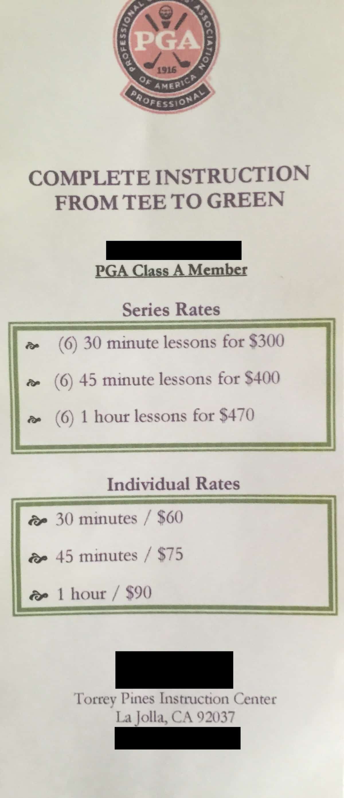 The Power and Distance Challenge is not going to cost you an arm and a leg like private lessons would. Professional PGA instructors can charge upwards of $90 to $100 per hour.